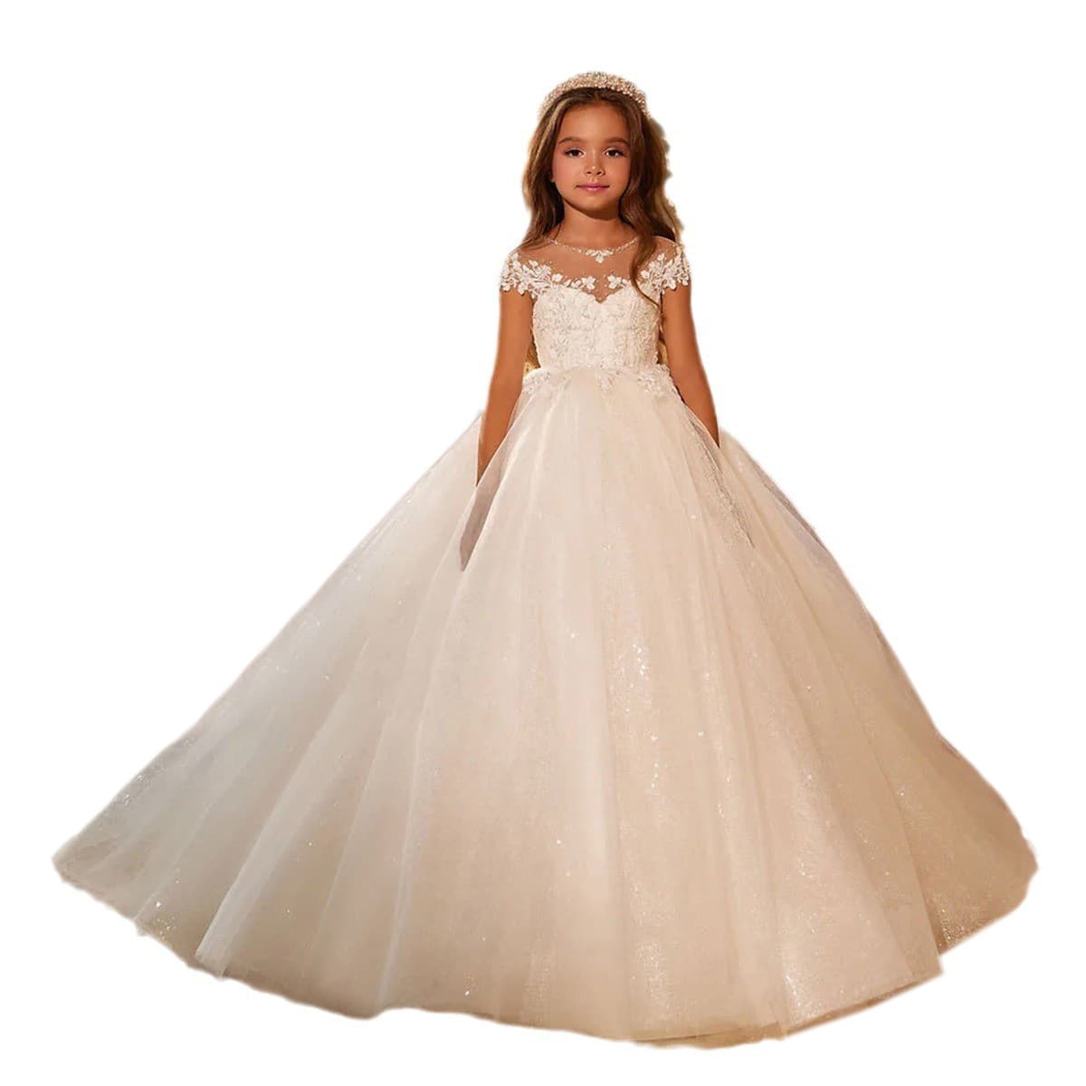 AliExpress Children's Princess Tutu Dress with Puffed Sleeves Host Performance Outfit Birthday Flower Girl Gown New Style Drop Shipping