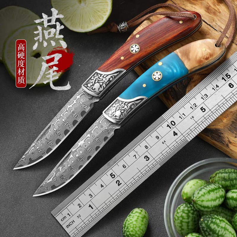 Damascus VG10 Folding Knife Pocket Knife Outdoor Knife Portable Outdoor Mini Knife Fruit