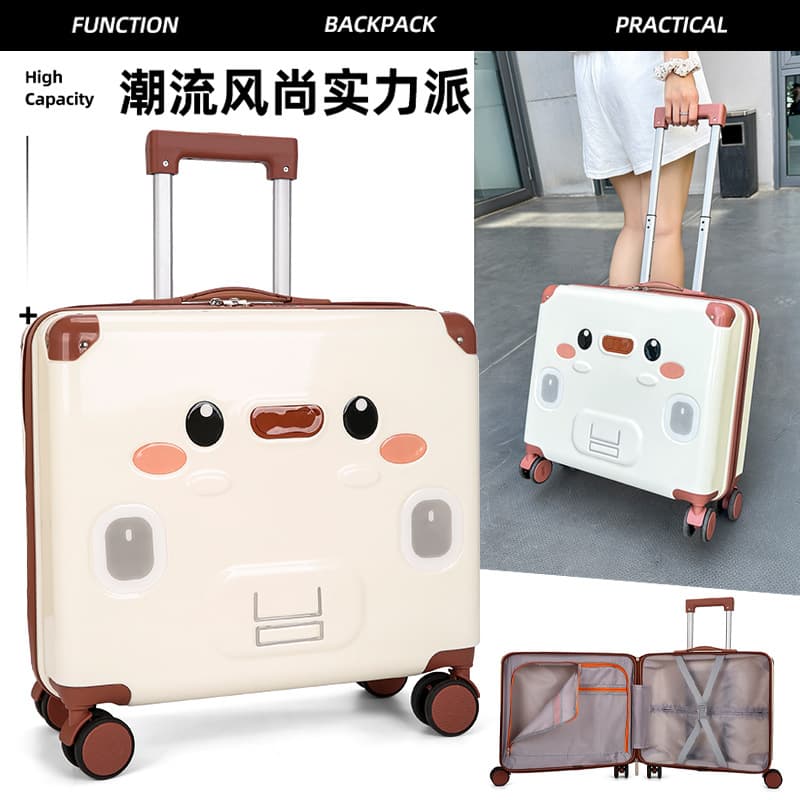 New 18-inch Kids Luggage Large Capacity Spinner Travel Suitcase with Cup Holder Carry-on Children's Trolley Case