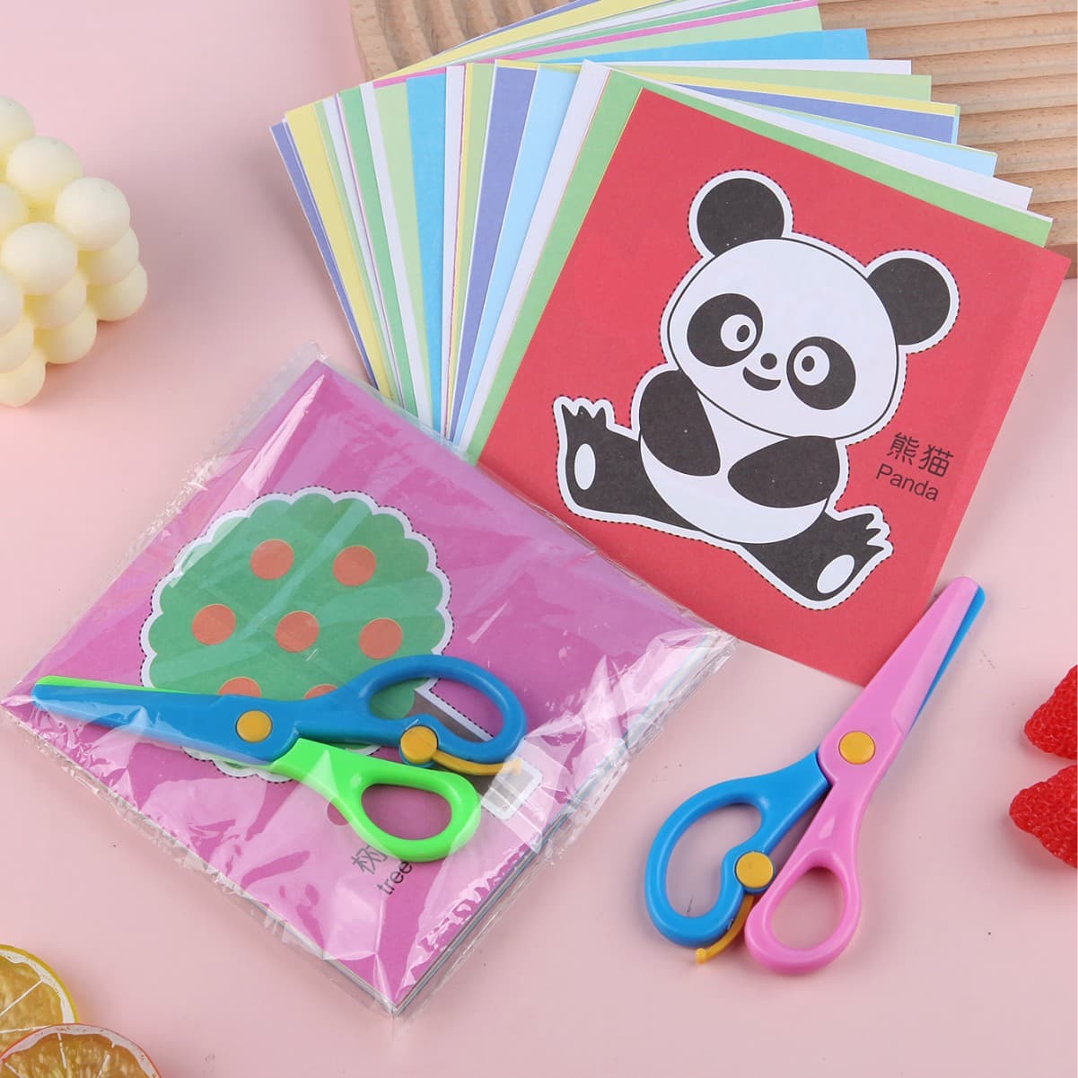 Kids Paper Cutting Set DIY Toddler Focus Training Kindergarten Handcraft Coloring Cutting Student Reward Gift
