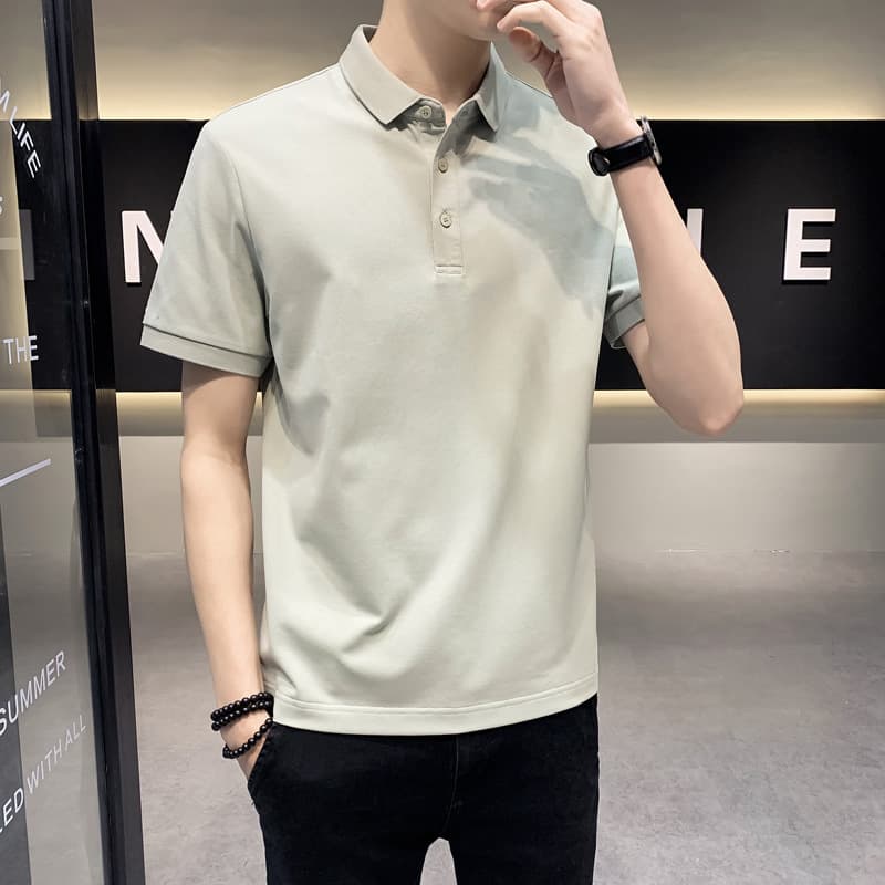 Ice silk polo shirt men's short-sleeved 2025 summer lapel T-shirt youth casual pique cotton polo shirt solid color summer wear