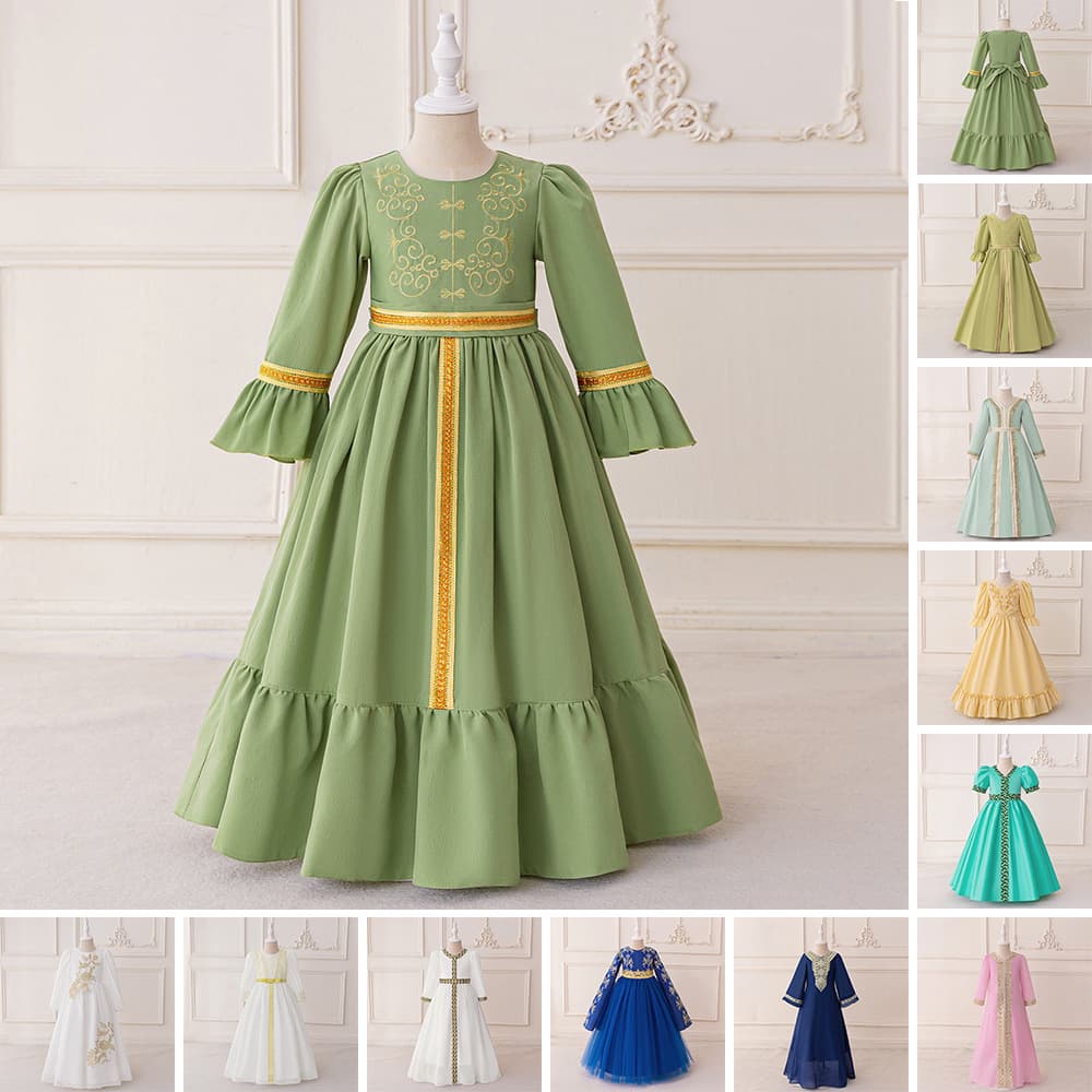 Long Sleeve Saudi Arabia Dress Dubai Middle East Robe Women's Party Performance Clothes Princess Style Fairy Tale Ball Gown
