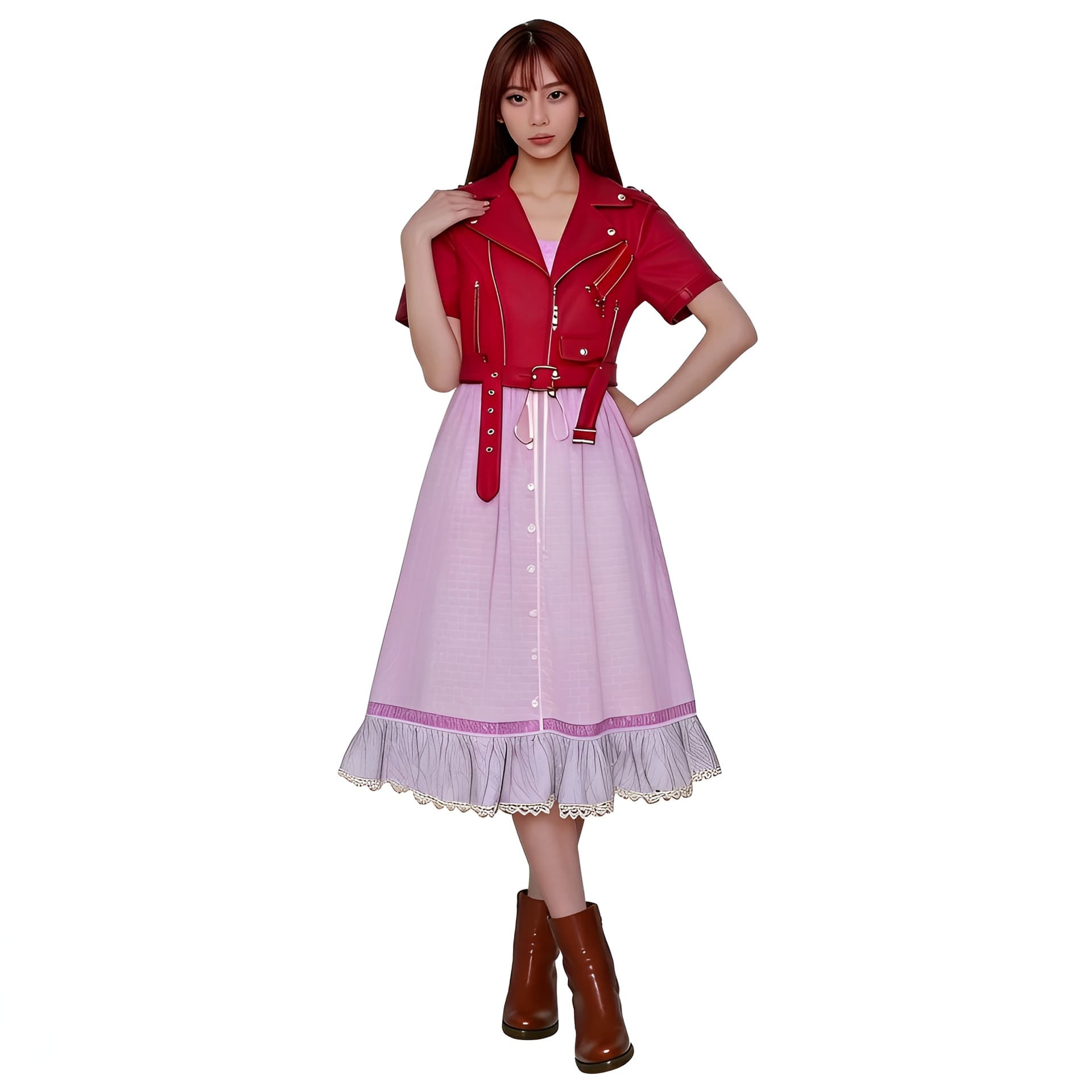 Final Fantasy 7 Cosplay Costume Aerith Iris Cosplay Game Anime 2D Character Role-Playing Outfit