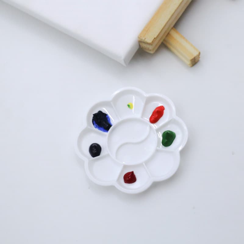 Wholesale of Thickened Palette for Art Painting, Watercolor Acrylic Pigment Tray, Small Plum Blossom Palette, Small Footprint Palette