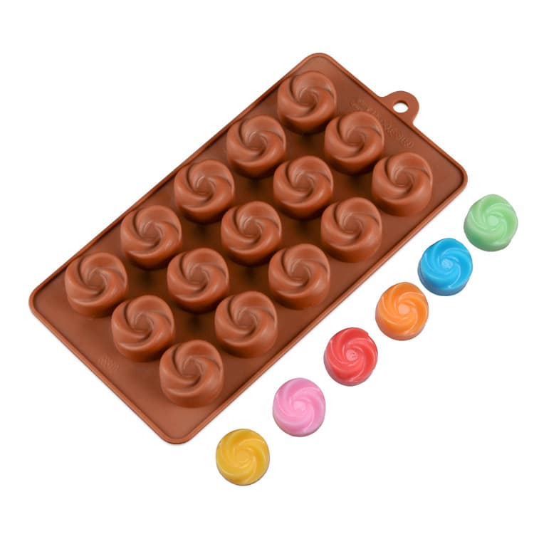 JiShi 15-Link Rotating Flower Silicone Chocolate Mold Cold Process Soap Mold DIY Hand Baking Mold Irregular Shape Cake Mold