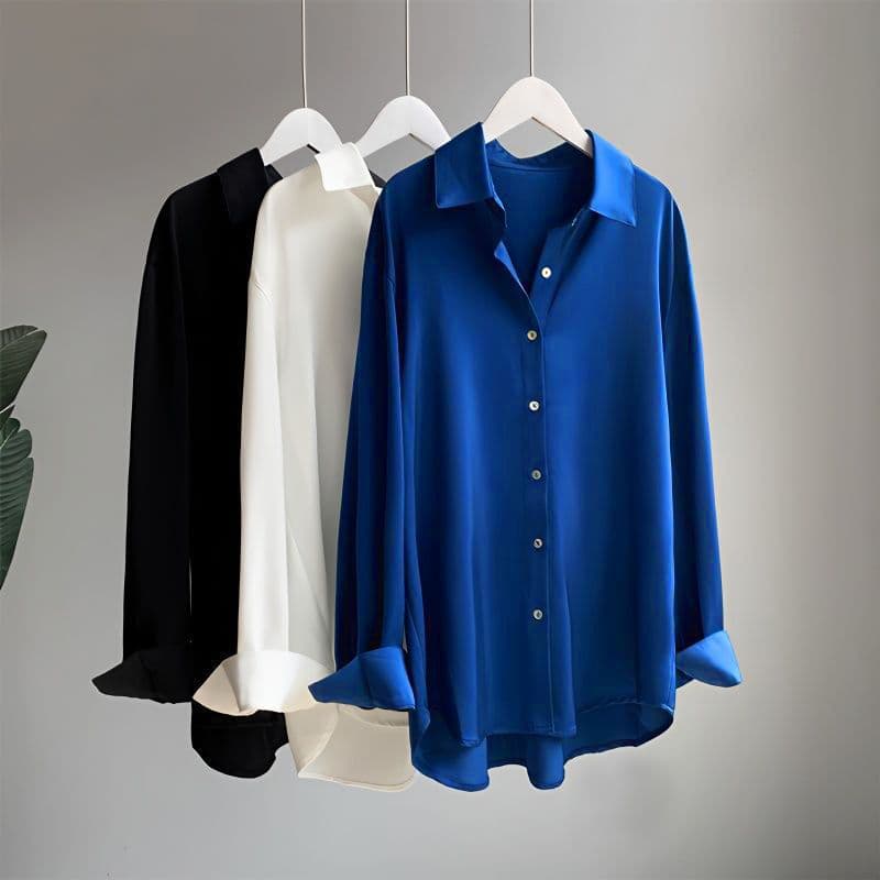 Exported loose French women's shirt women's satin style Hong Kong style 2026 spring and autumn new style shirt women