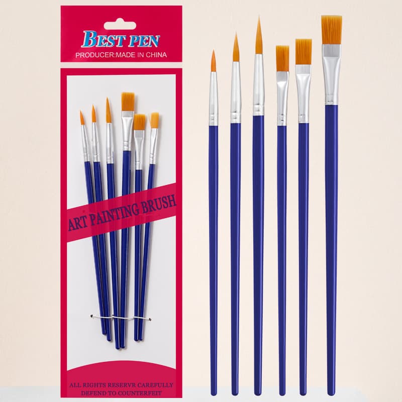 Wholesale Oil Paint Brush Red Handle Nylon Bristle Single Oil Paint Brush Gouache Acrylic Painting Pigment Brush Flat Brush Wooden Brush