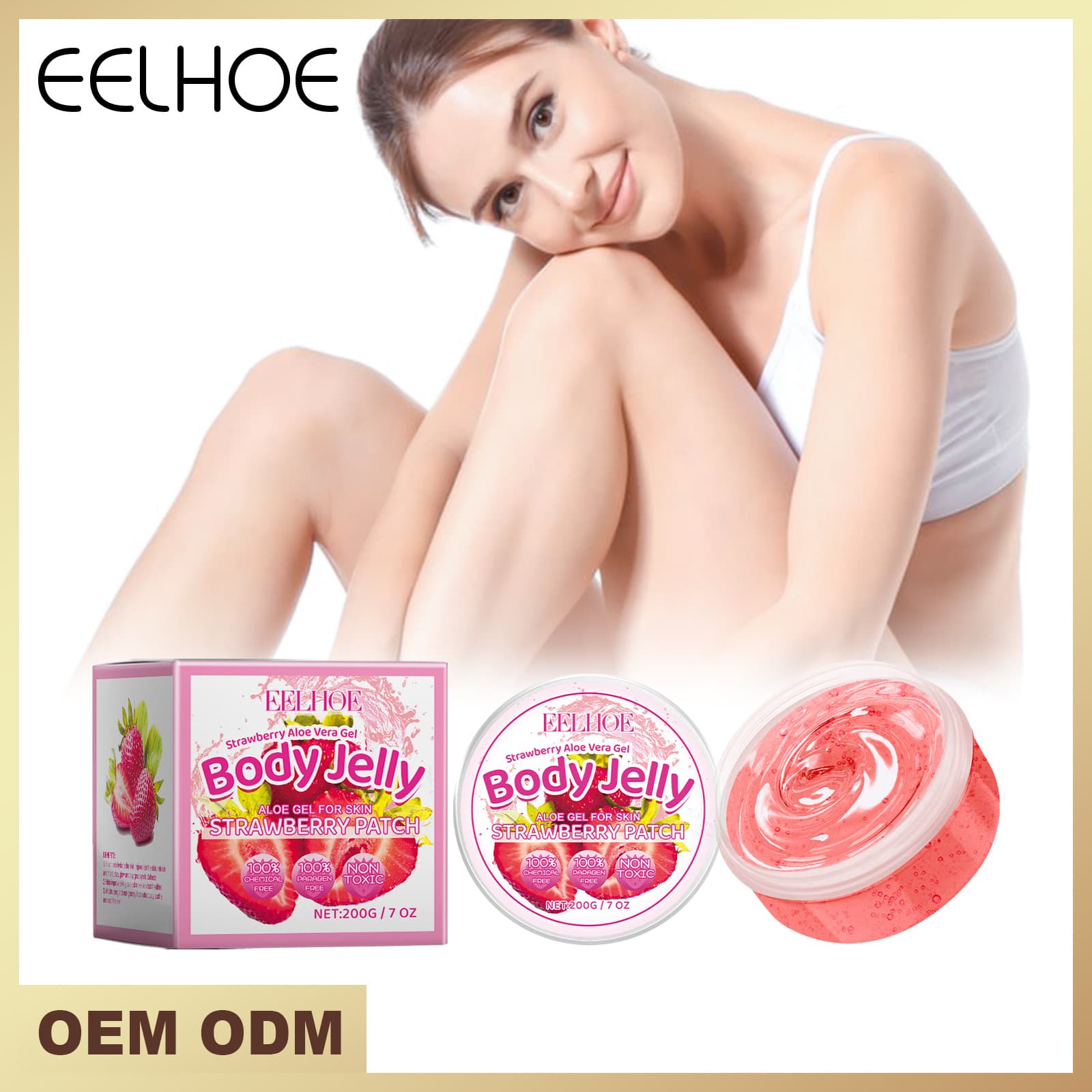 Eelhoe Strawberry Jelly Body Gel Moisturizing, Hydrating, Oil Control, Refreshing Body Skin Care Gel