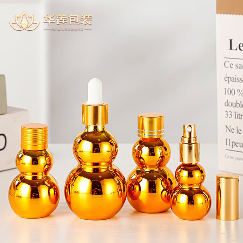 Gold Gourd Essential Oil Bottle Rubber Dropper Bottle Serum Toner Refill Bottle Amazon Exclusive Glass Sample Bottle