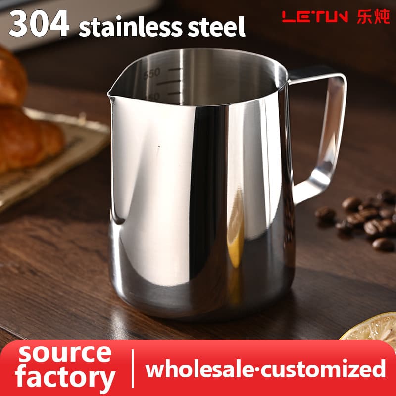 304 Thick Stainless Steel Latte Art Milk Pitcher with Scale