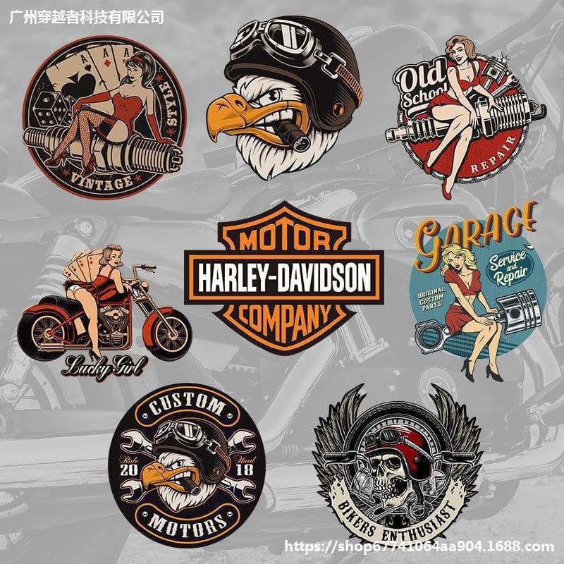Cross-border Harley Motorcycle Retro Helmet Sticker Motorcycle Electric Vehicle Decorative Vinyl Sticker