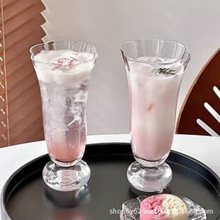 Simple Flower Ball Juice Glass Cup Cold Drink Cup High Appearance Cocktail Glass Sparkling Water Cup Household Wine Glass