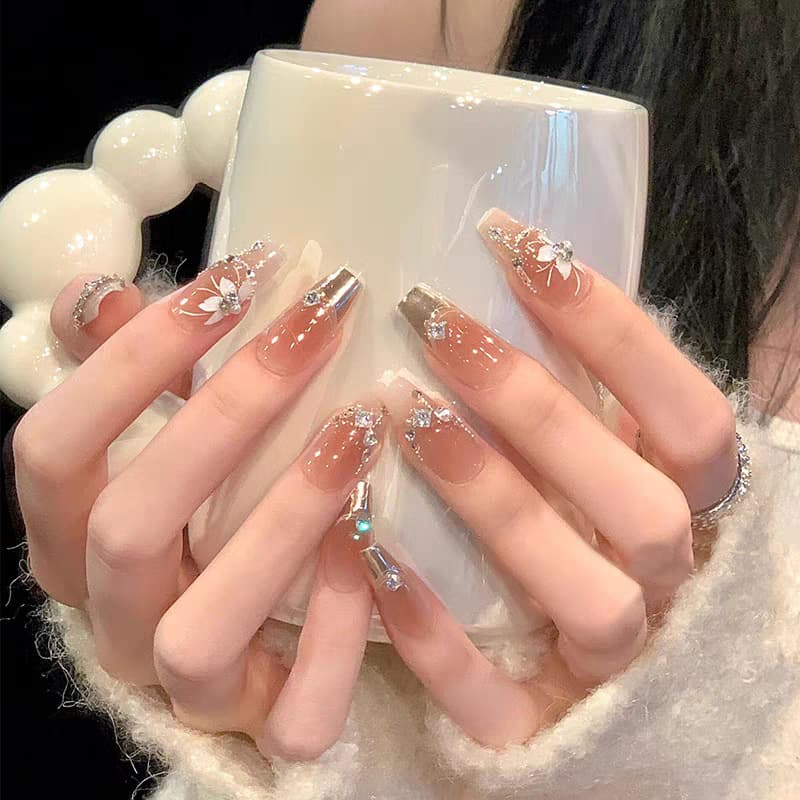 [Luxury Sparkle Collection] Runaway Princess Heiress High-End French Handmade Sparkle Press-On Nails