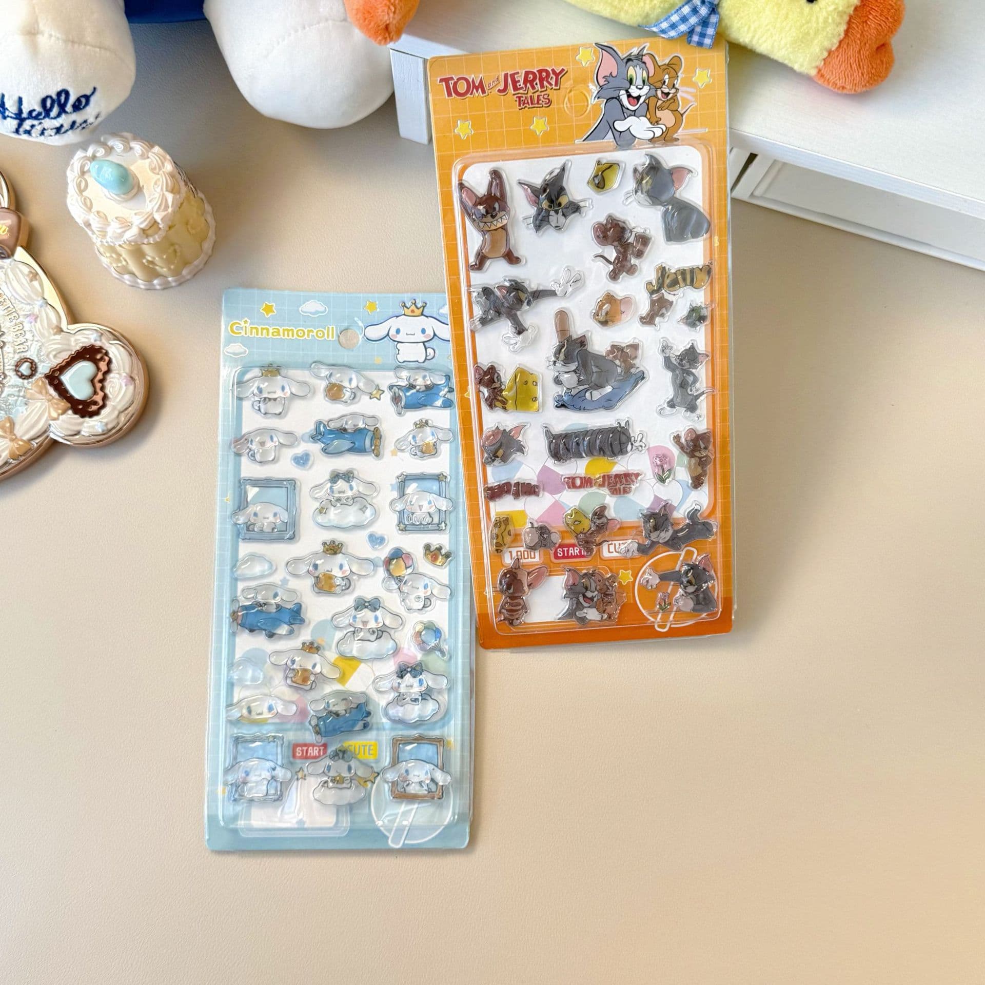 3D embossed fun stickers cat and mouse diamond stickers children's handmade DIY decorative stickers beautiful embossed fun stickers