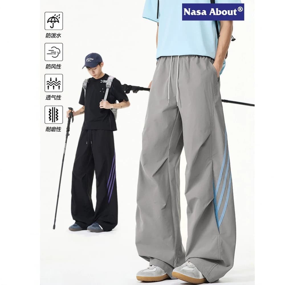 NASA ABOUT outdoor striped mesh casual pants men's summer fashion brand contrasting color overalls trousers quick-drying assault pants