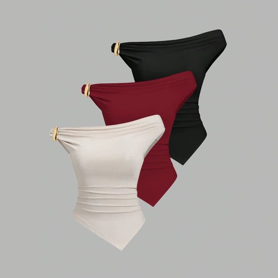 Cross-border European and American Style 2026 Independent Station Summer New Women's Street Fashion Sexy Off-Shoulder Base Top
