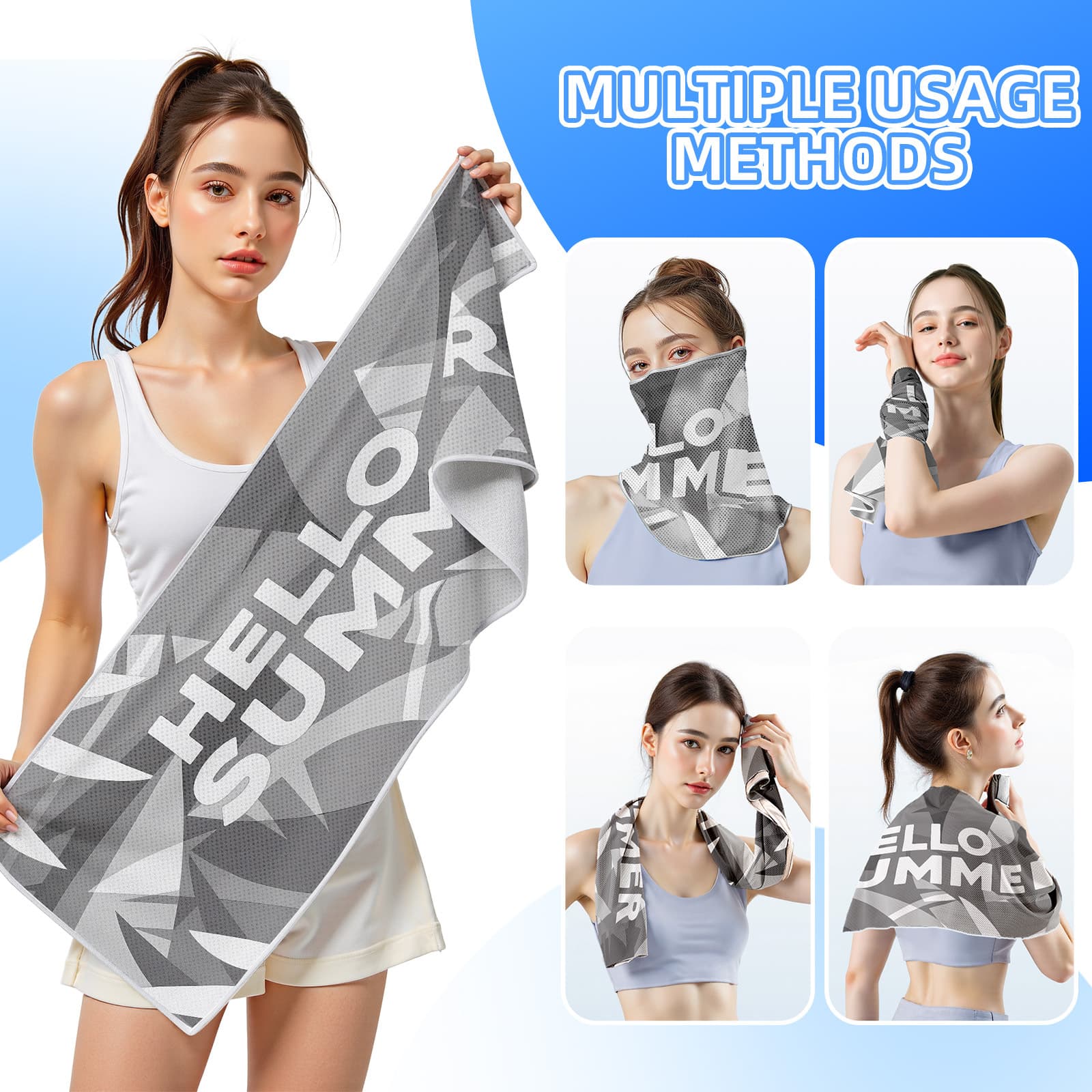 【Tmall Bestseller】Ice Silk Quick-Dry Towel 100% Polyester Printed Towel Gym Equipment Mat Towel Sports Towel