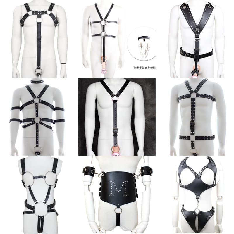 SM Adult Leather Bondage Harness Men's Chest Strap Cock Ring Penis Ring Clothing Men's Fetish Bondage
