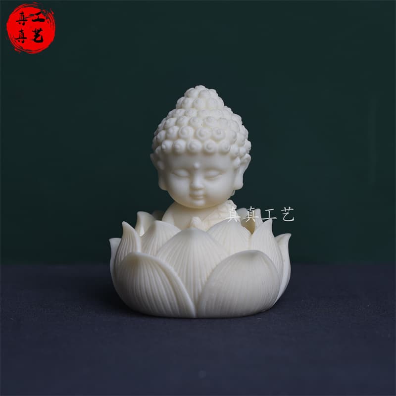 Ivory Nut Baby Buddha Lotus Base Office Decoration Fish Tank Landscape Car Dashboard Ornament Home