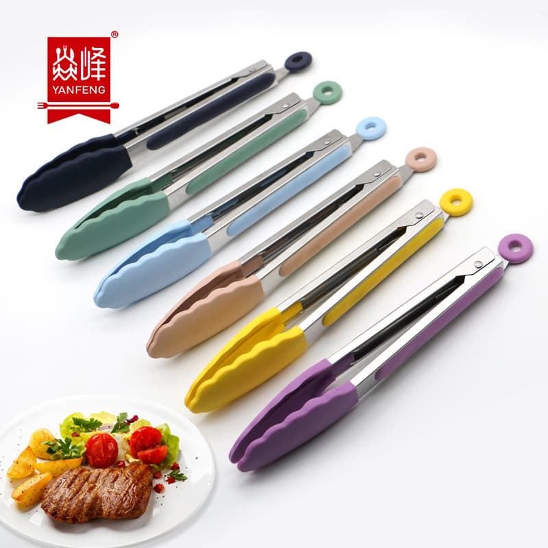 9-inch Food Tongs Kitchen Tongs High Temperature Resistant Food Tongs BBQ Grill Tongs Steak Tongs Silicone Food Tongs Roast Meat Tongs