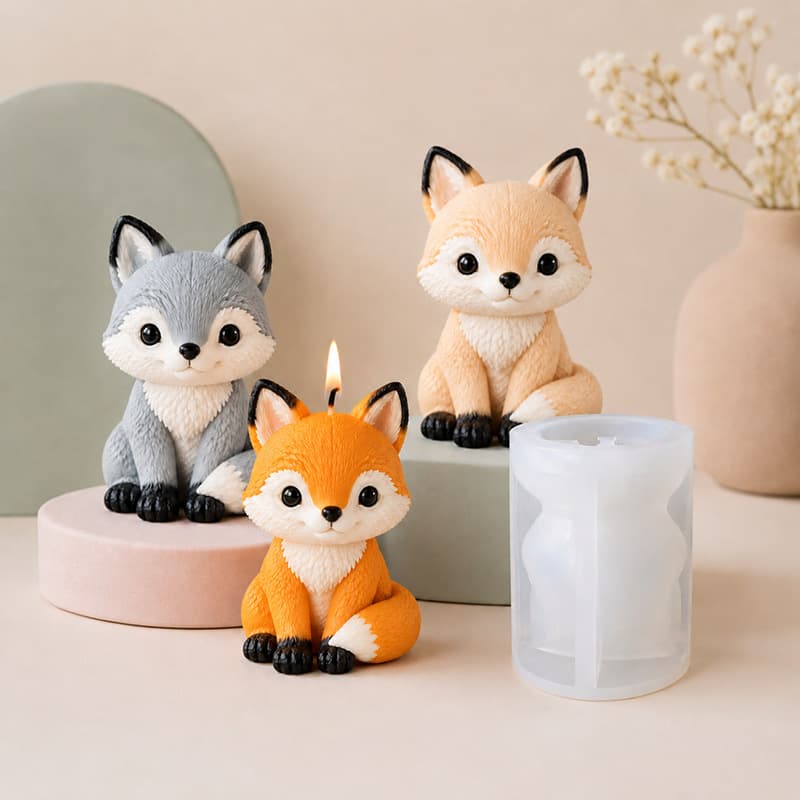 Little Fox DIY Scented Candle Mold Gypsum Resin Silicone Mold Epoxy Resin Mold In Stock