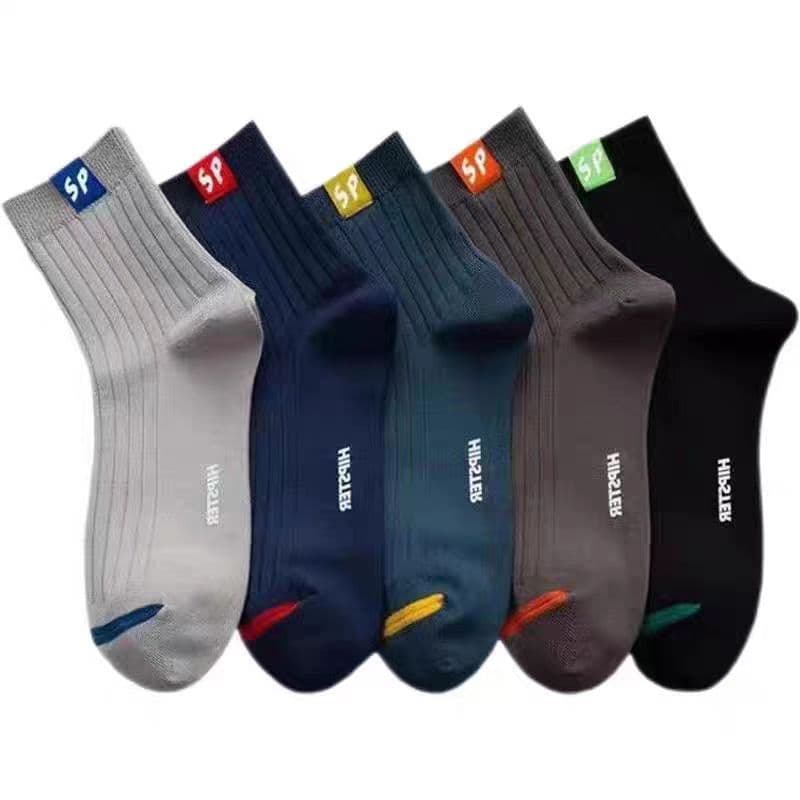 Zhuji hosiery men's socks antibacterial seamless socks sweat-absorbent anti-odor black white gray solid color mid-calf socks wholesale in stock