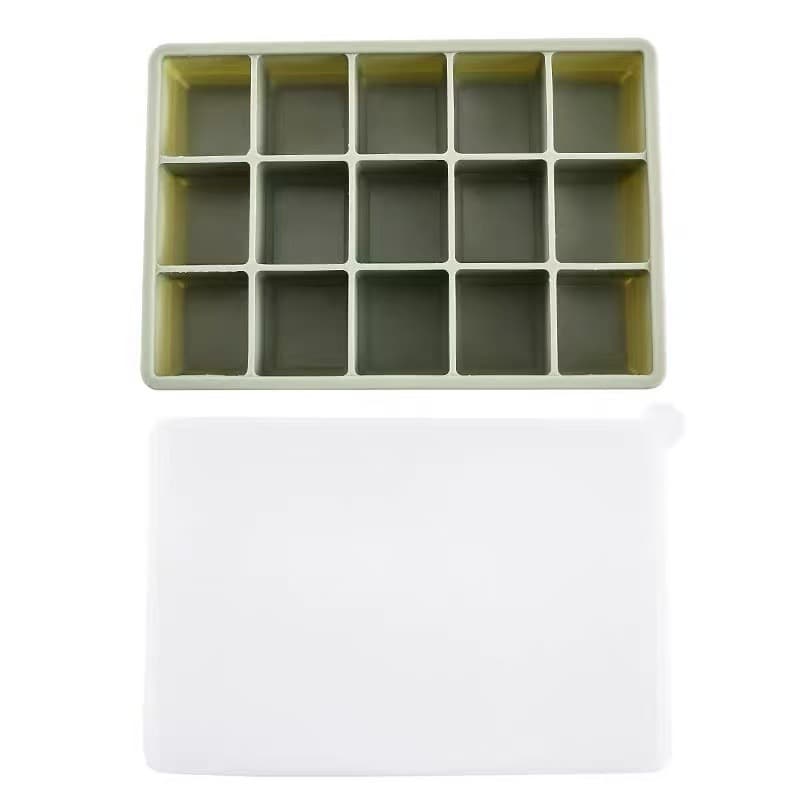 Food-Grade 15-Cell Ice Cube Tray with Lid, Household Food-Grade 24-Cell Square Ice Cube Mold, Silicone Ice Cube Maker
