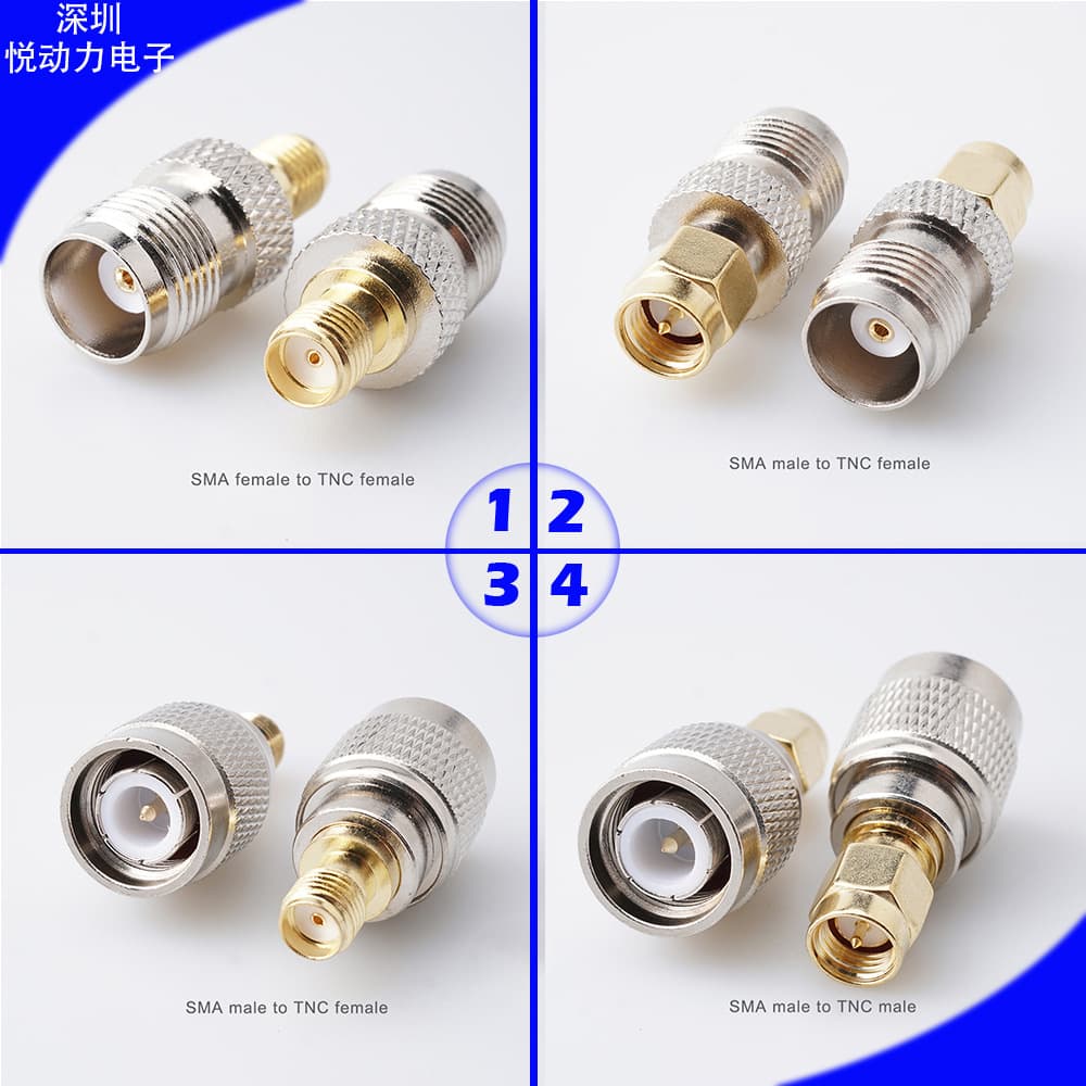 Coaxial RF Connector TNC to SMA Adapter SMA Female/Male to TNC Female/Male SMAKJ All Copper Material