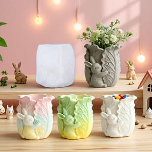 Printed Cabbage Scented Cement Plaster Cup Mold DIY Resin Storage Cup Flower Pot Decoration Silicone Mold