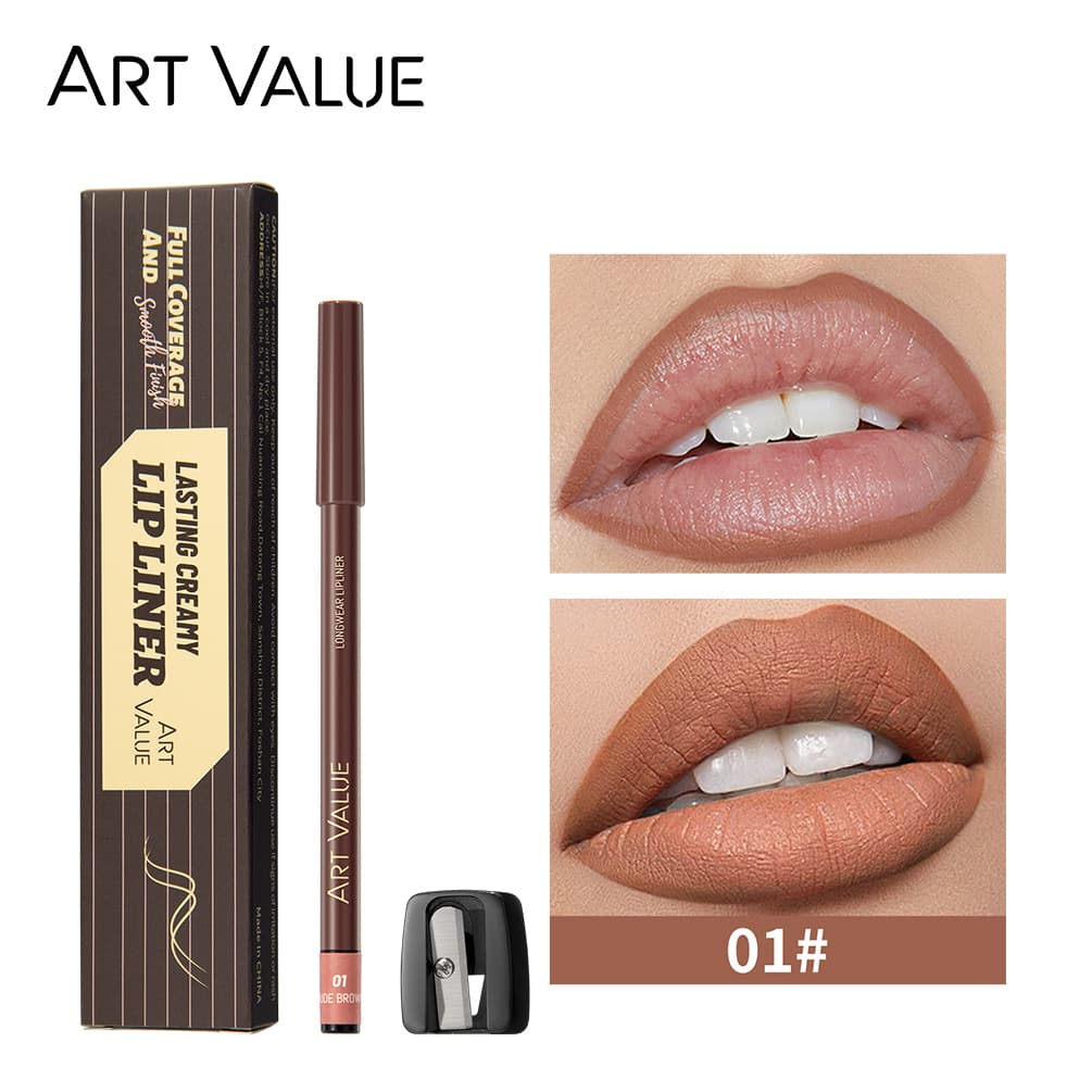 Cross-Border Art Value Lip Liner Gel Pen, Waterproof and Sweat-Proof, Long-Lasting Color Lip Liner, Non-Stick Cup Lip Liner