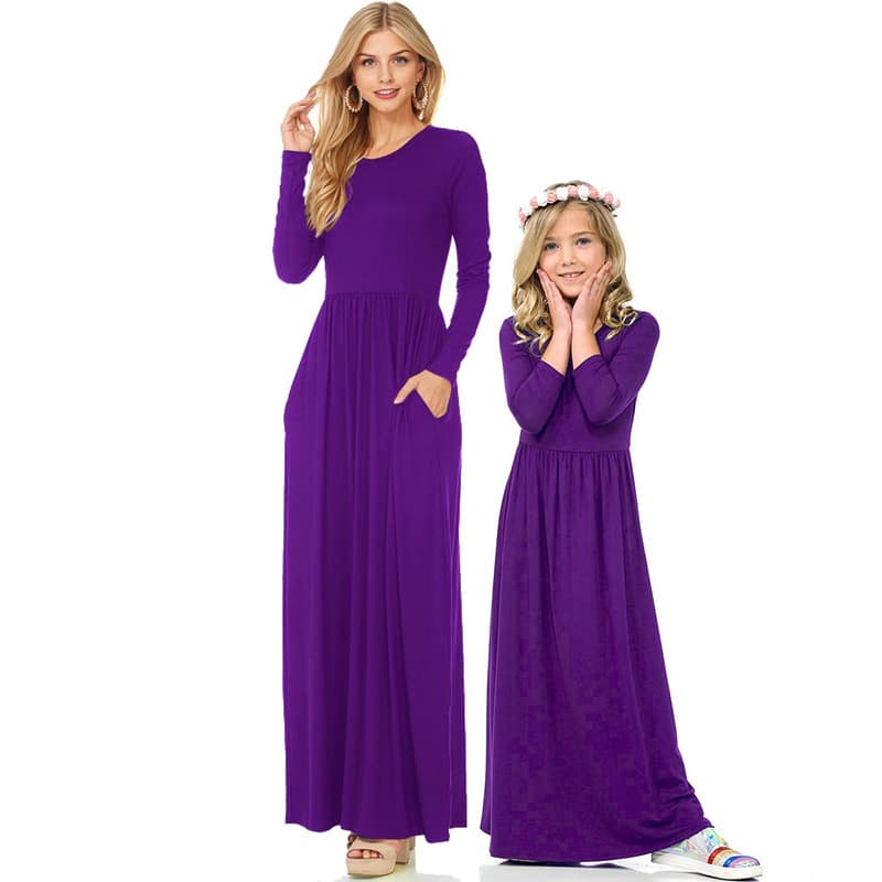 2024 New European and American Style Mother-Daughter Long Sleeve Dress