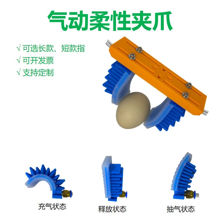 Pneumatic Flexible Gripper Soft Adaptive Robotic Claw Inflatable Deflation Silicone Finger Biomimetic Human