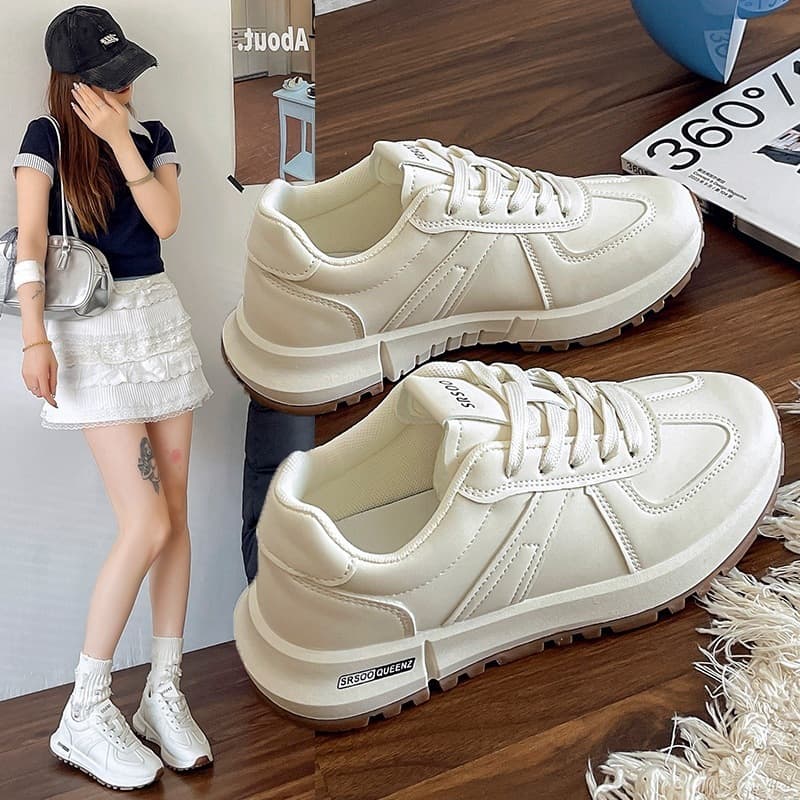 Elevated Thick Sole Slimming New Fashion Versatile Lace-up Shoes Wholesale Autumn Casual Sports Sneakers White Shoes Women Hot Style