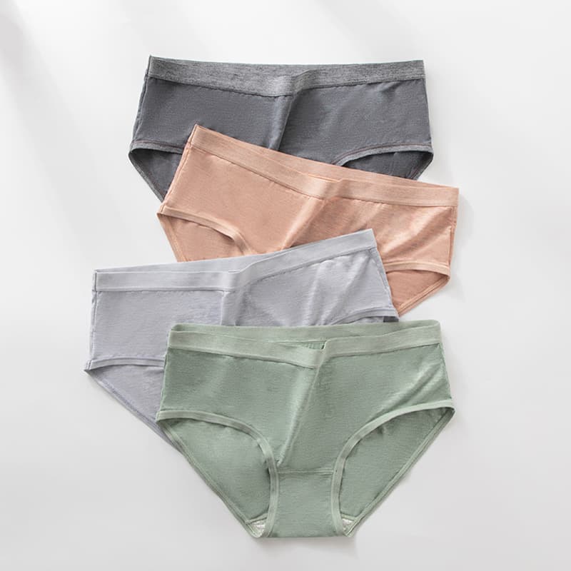 Modal Colored Yarn Mid-Rise Women's Underwear, Mulberry Silk Protein Skin-Nourishing Antibacterial Crotch, Low-Rise Seamless Triangle Panties
