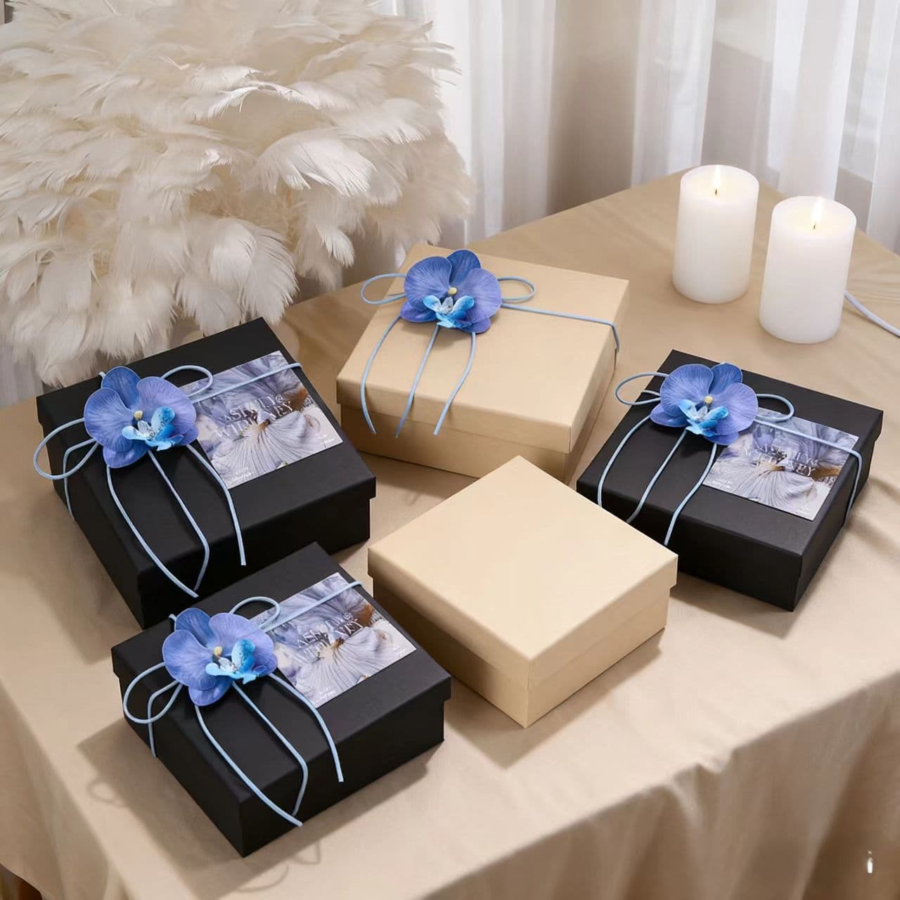 Kraft Paper Lid and Base Gift Box Solid Color Minimalist Packaging Box Flower Belt Gift Packaging Rigid Paper Box Wholesale
