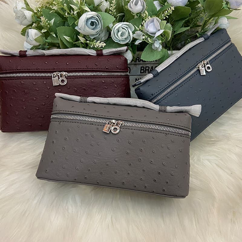 2025 Crossbody Ostrich Bag LP Grain Slanted Cowhide Bag Women's Bag Phone Lunch Box Autumn Style Handheld Cosmetic Bag Shoulder Bag