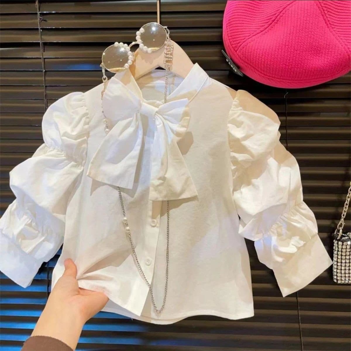 Baby Girl White Spring Autumn Shirt New Fashionable Long Sleeve Kids Base Tee Bow Princess Top