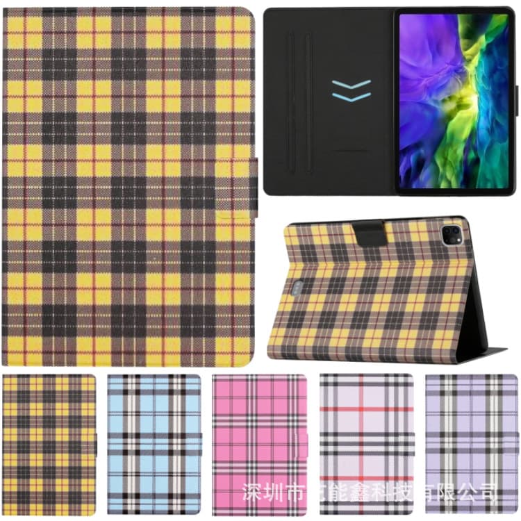 Case for iPad 5/6, Air 1/2/3, 9.7, 10.2, 10.5, Pro 11, Mini 1/2/3/4/5/6, Checkered Pattern Leather Cover