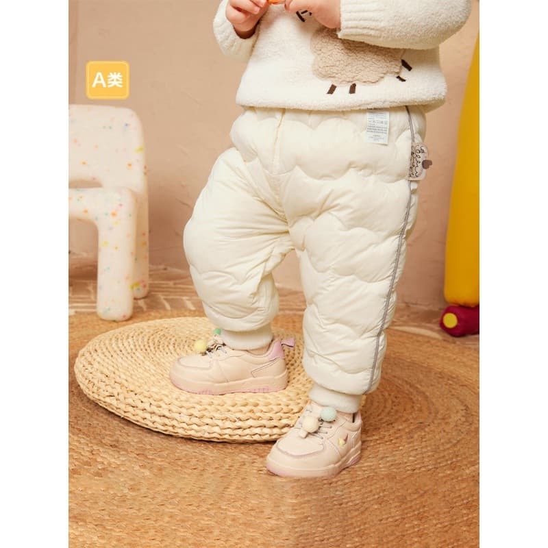 Infant Kids Down Pants Boys Trousers Girls Pants 2023 New Warm High Waist Belly Protection Thickened White Duck Down