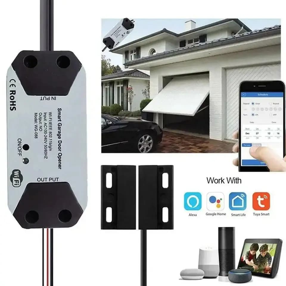 Tuya Smart WiFi Garage Door Remote Controller, Remote Timer Voice Control Open Close for Home