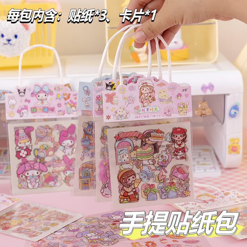 Girls Scrapbooking Sticker Set Student DIY Guka Kawaii Cartoon Decals Children Birthday Prizes Wholesale