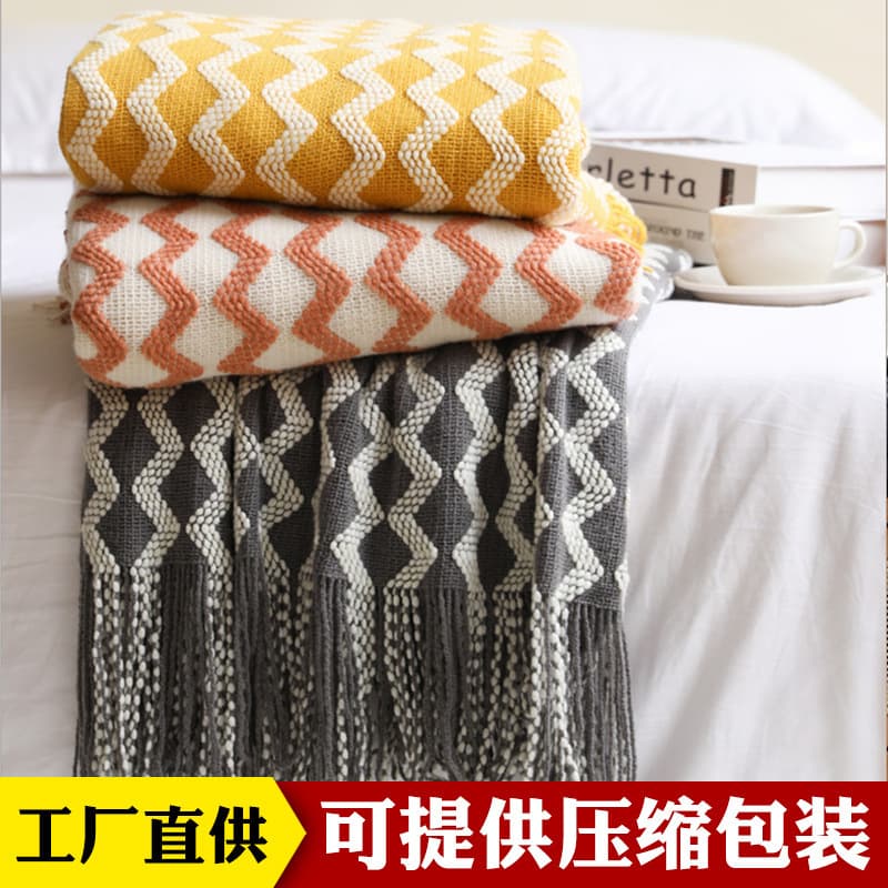 New Nordic INS knitted blanket sofa blanket nap comfortable blanket bedside towel summer office air conditioning blanket