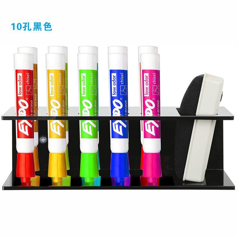 Acrylic Dry Erase Marker Holder 10-Slot Wall-Mounted Eraser Whiteboard Supplies Holder Pencil Organizer