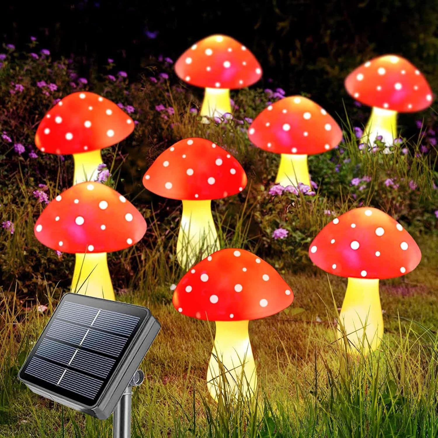 Solar Glowing Mushroom Light Outdoor Waterproof Shape Yard Garden Park Scenic Lawn Lamp Night Light
