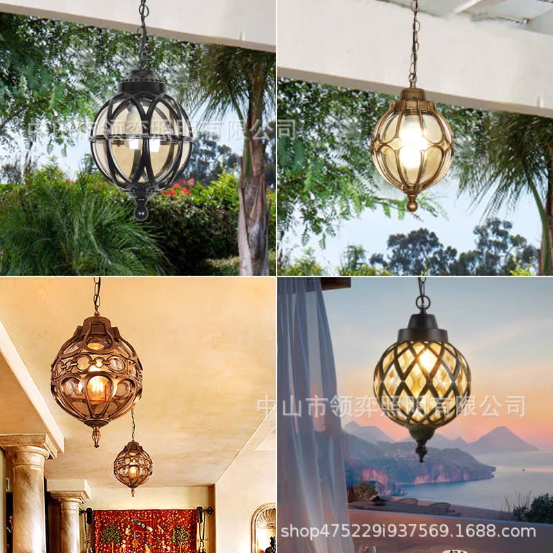 Outdoor Chandelier Waterproof Garden Lamp Retro European Style Chandelier Outdoor Villa Garden Entrance Aisle Balcony Lamp