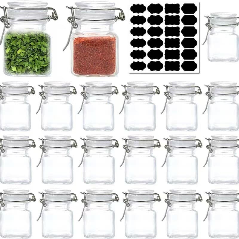 Sealed Glass Jar 100ml Square Mini Spice Jar Wishing Bottle Leak-Proof Honey Jar Jam Bottle Cross-Border Wholesale
