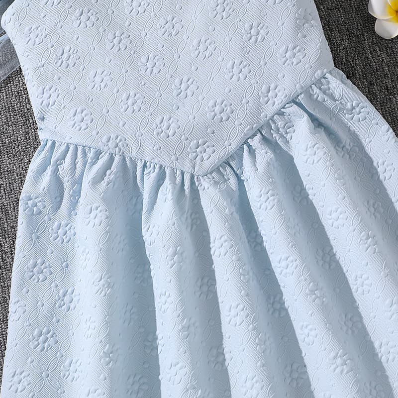 2026 Spring/Summer New French Gentle Style High-End Jacquard Halter Waist-Cinching Flared Dress for Older Girls