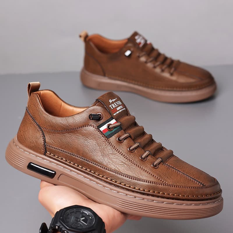Men's Shoes 2023 New Season Trendy Business Casual Sneakers White Leather Shoes Drop Shipping