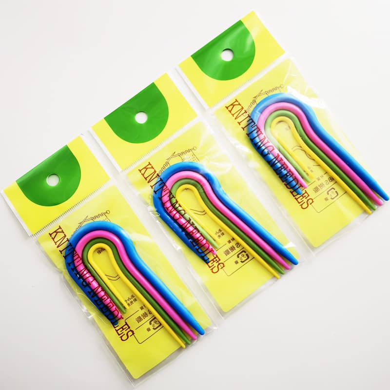 Plastic U-Shaped Twist Needles Large Eye Plastic Needles for Yarn Knitting Hand Sewing Curved Needles Wholesale Sweater DIY Knitting Tools