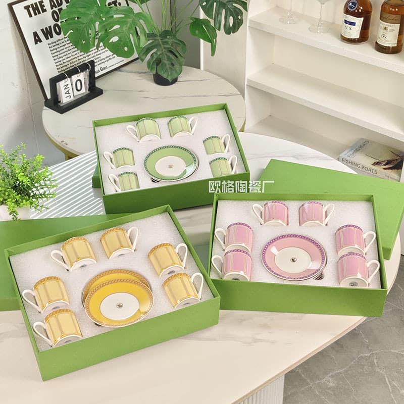 Cross-border Swan Series Espresso Cup and Saucer Set Commercial Simple Bone China Home Mug Tableware Coffee Cup Wholesale